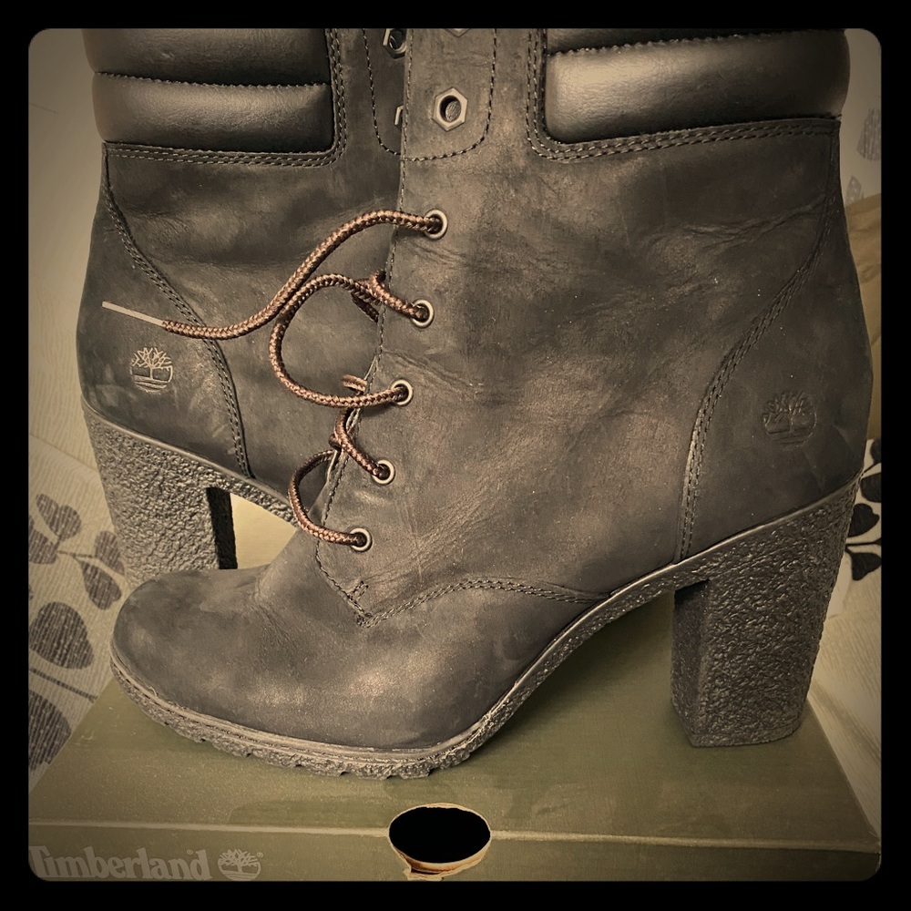 Size 10 Timberland boots with heel.
